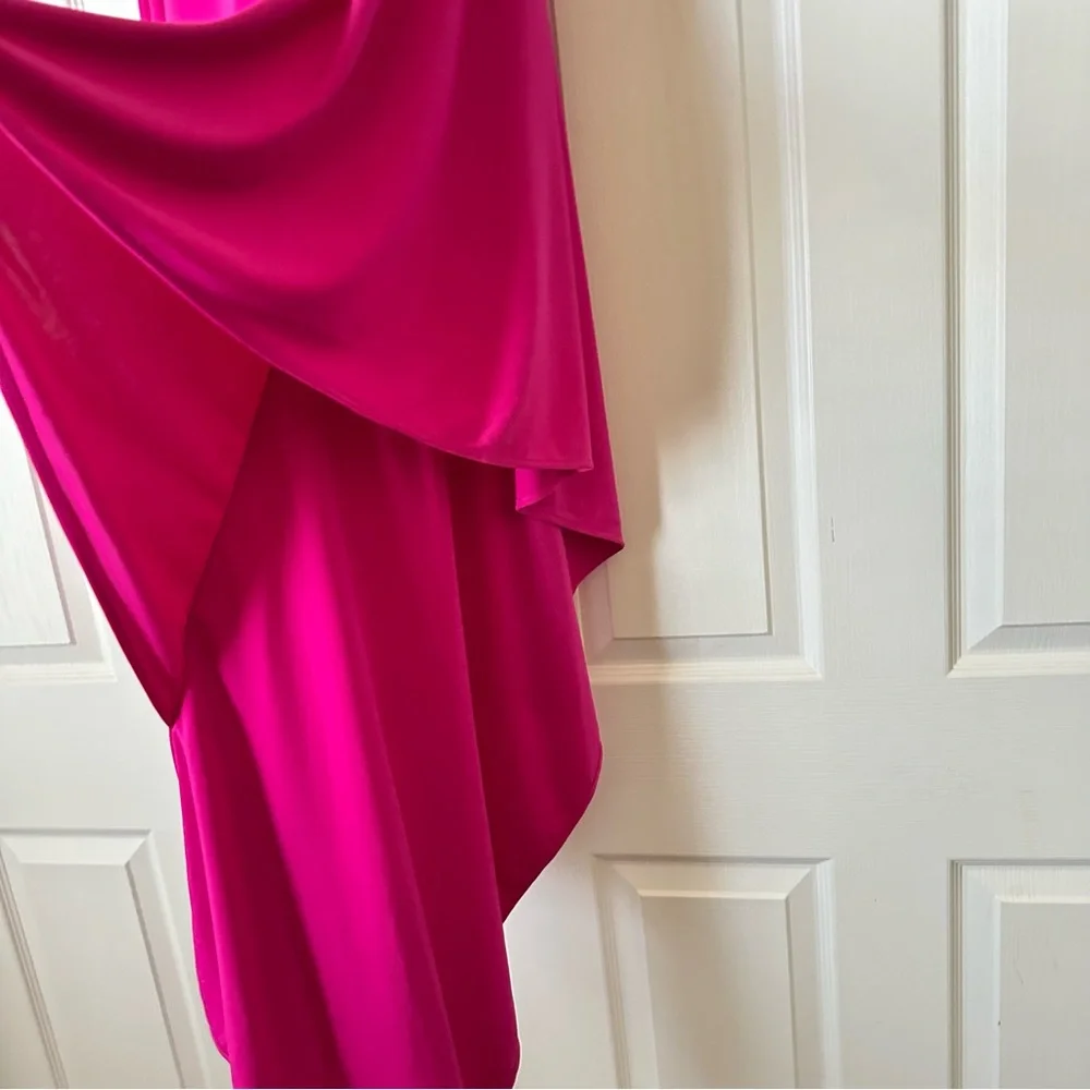 New Zara 2 Piece Fuchsia Pink Asymmetric Top and Draped Midi Skirt Small